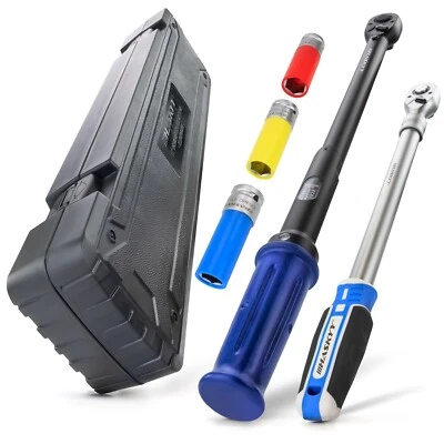 HASKYY Kit cambio ruota chiave dinamometrica 1/2" 40-210Nm con cricchetto telescopico dadi a percussione