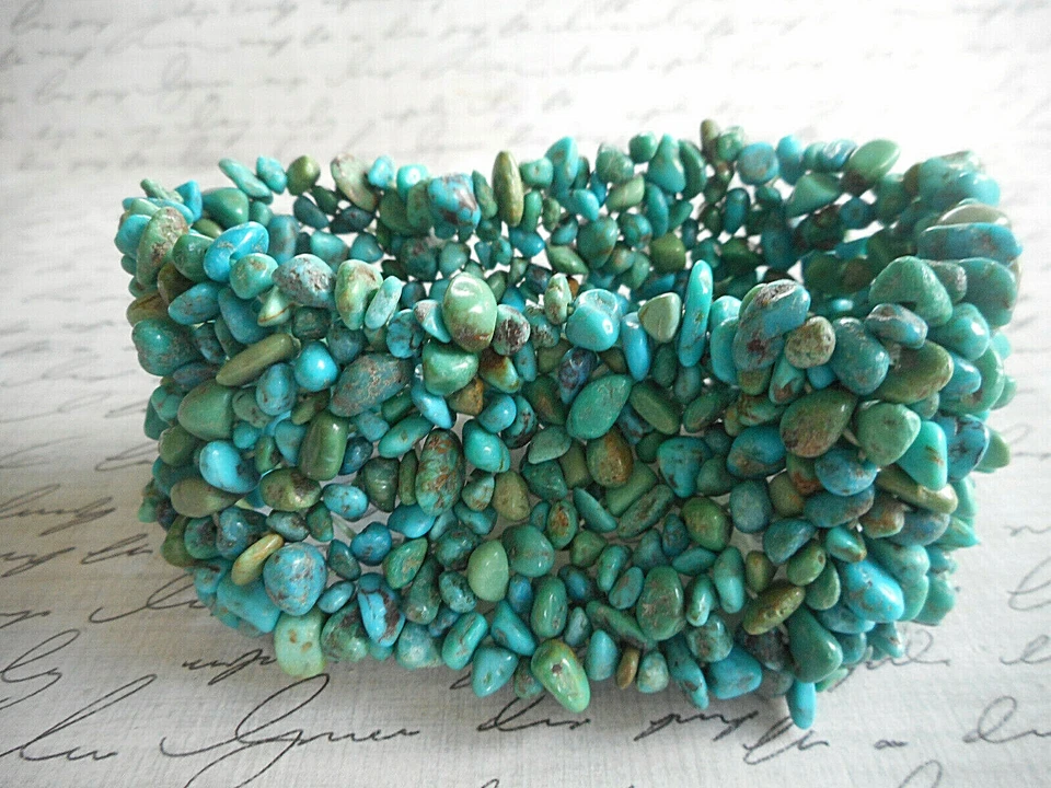 Pulsera elástica Whitney Kelly pulida turquesa guijarro 36AR1 Foto 1 de 4