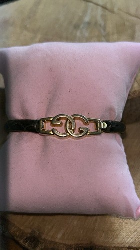 Bracciale Gucci Vintage Pelle di Serpente Placcato Oro 24 KT ITALIA MARRONE SCURO