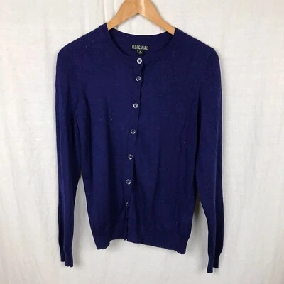 Cárdigan Nicole Miller Original Para Mujer Tejido Metálico Botón Frontal Azul Mediano Foto 1 de 4