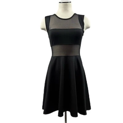 Mini vestido Body Central de malla negra para mujer talla pequeña Sexy fiesta coqueta ceñida al cuerpo transparente Foto 1 de 4