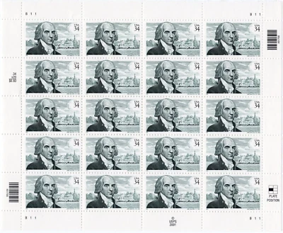 Scott #3545 James Madison Full Sheet of 20 Stamps- MNH - Image 1 of 3