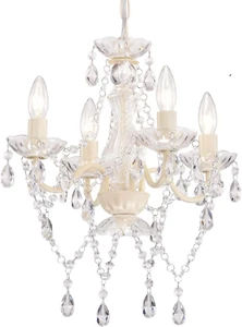 Mini Crystal Chandeliers Acrylic Beige Chandelier Lighting 4 Light Modern Hangin - Picture 1 of 12