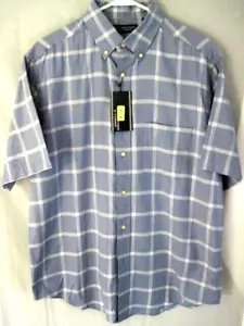 Roundtree & Yorke Dusty Blue Graph Button Up S/S Men's Shirt NWT Size M - Picture 1 of 6