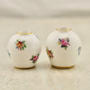 Antique Royal Crown Staffordshire miniature pair floral lidded ginger jars a2712 - Picture 1 of 4