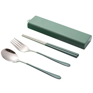 Cucchiaio Acciaio Inox Forchetta Bacchette Viaggio Campeggio Utensili Metallo - Foto 1 di 12