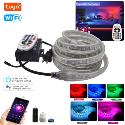 110V 220V 5050 RGB LED strip Wireless Tuya WiFi App control  Flexible Led Lights - Image 1 of 4