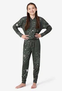 Justice Girls Shine Like Star One Piece Pajamas Union Suit 16 18 PLUS Footless - Picture 1 of 5