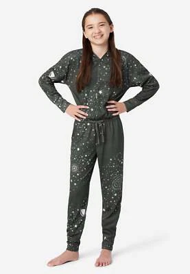 Justice Girls Shine Like Star One Piece Pajamas Union Suit 16 18 PLUS Footless - Image 1 of 4
