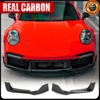 For Porsche 911 992 Carrera Targa Dry Carbon Front Bumper Splitter Air Vent Fins - Image 1 of 4