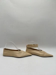 Women’s Jil Sander Buckled Ankle Pointed-Toe Flats Beige Size 38.5 - Picture 1 of 6