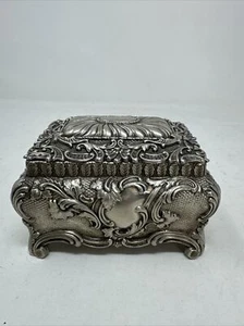 Vintage silberfarbene verzierte japanische Schmuckschatulle - Bild 1 von 9