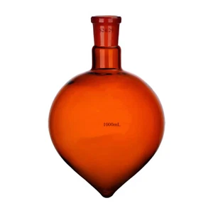 Fiaschetta vetro a forma di pera ambra 24/29 marrone reazione piriforme bottiglia laboratorio vetreria - Foto 1 di 8