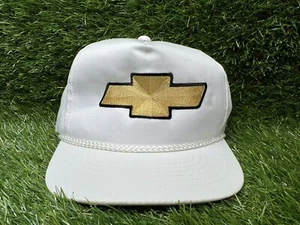 Vintage YoungAn Genuine Chevrolet White Embroidered Logo Snapback A Frame Hat - Picture 1 of 10
