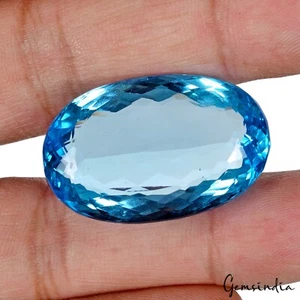 68,90 ct Hinzende Farbe Schweizer Blautopas Zertifiziert Voll Feuer Ovalschliff Edelstein - Bild 1 von 8