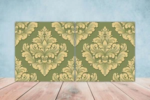 Juego de 2 azulejos de pared de cerámica damasco decoración salpicadero baño - Imagen 1 de 2