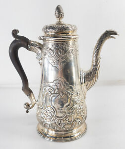 Antique 18th C English Georgian Sterling Silver Coffee Tea Pot with Eagle Spout