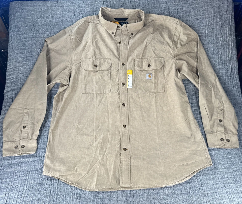 Carhartt Mens Loose Fit Midweight Chambray L/S Button Shirt Sz XL TW4368-M