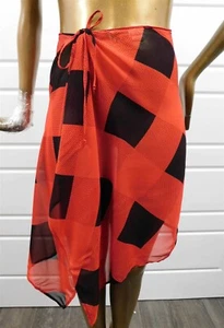 Gottex Black Red Print Bathing Suit Wrap sz S - Picture 1 of 4