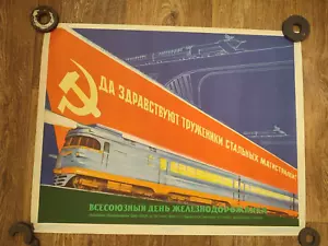 RAILWAY RAILROAD TRAIN ORIGINAL VINTAGE POSTER - Picture 1 of 6