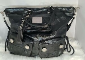 Coach 13869 poppy spotlight patent shoulder bag $350 black