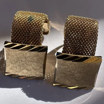 .Pulseira de relógio corte diamante tom dourado malha envolvente design vintage de abotoaduras ANSON - Imagem 1 de 4