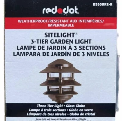 Red Dot B330BRE-R Sitelight, 75w 3 Tier Garden Landscape Light Glass Globe, Bron - Image 1 of 3