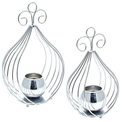 Portacandele Candeliere Candelabro per Candele In metallo argento 25/30 cm - Immagine 1 di 3