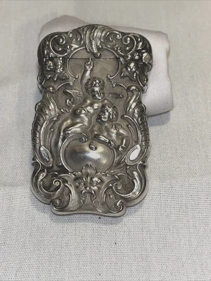 WM B KERR PLATA ESTERLINA ART NOUVEAU CAJA FUERTE CON QUERUBINES Y TRABAJO DE REPOSO Foto 1 de 4