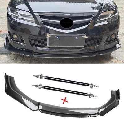 For Mazda 2 3 6 Carbon Fiber Black Front Bumper Lip Chin Body Kit Spoiler Foto 1 de 4