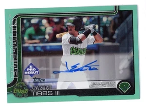 2025 Topps Pro debut Aqua Foil automático James Tibbs 45/75 Eugene Emeralds - Imagen 1 de 1