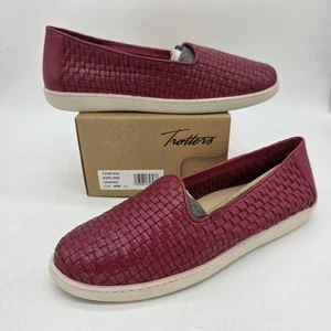 Trotters Adelina Shoes Women 11 WW Woven Red Sangria Slip On Comfort Casual Flat - Picture 1 of 14