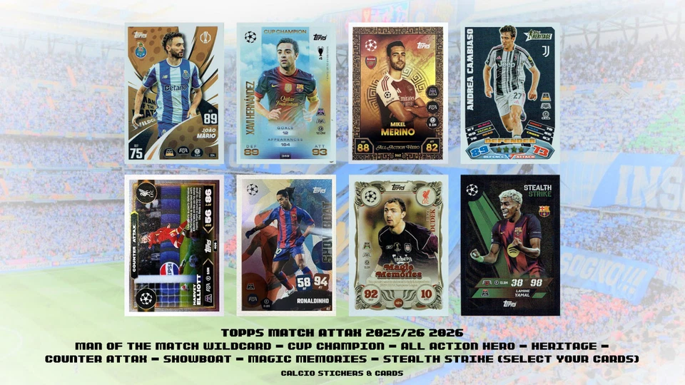 Topps Match Attax 2025/26 2026 Rainbow Foil Insert Cards Heritage Showboat Cards - Image 1 of 1