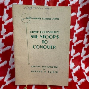 Vintage 1946 She Stoops to Conquer Play Script Row Peterson Forty-Minute Series - Foto 1 di 7