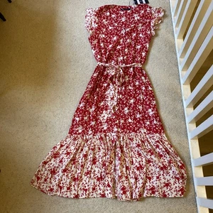 Crew Clothing Company Women's Red And Cream Floral Dress Size 14 New - Picture 1 of 8