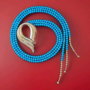 Mexico City Sterling Statement Necklace Hallmark EMP- PLAT ME-15 Over 30inches! - Picture 1 of 21