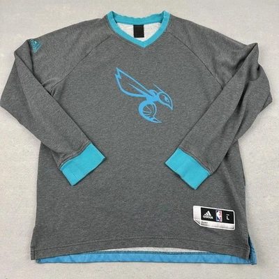 Charlotte Hornets Sweater Mens Large Gray Blue NBA Basketball Adidas Pullover L - Image 1 of 4