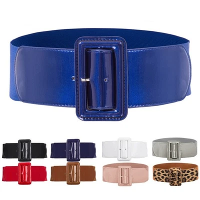 Classic Buckle Stretchy Waist Belt for Women Wine/Black+Leopard Pattern/Brown - image 1 of 4