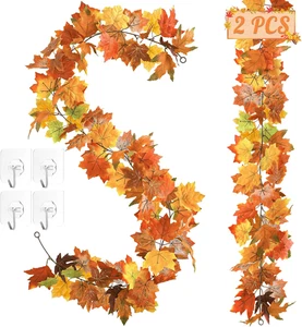 11.8FT Fall Decor, 2 Pack Fall Garland for Mantle, Fall Decorations for Home, Th - Imagen 1 de 12
