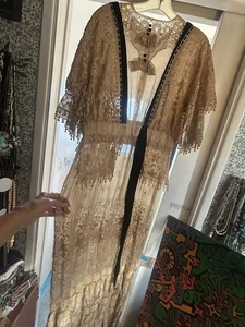 Edwardian Lace Lawn Dress See All Images. 1920’s Large L 60”W 30”Ch18” Hips 44” - Picture 1 of 24