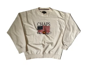 Vintage Chaps Ralph Lauren Sweater 1990's Color Block Flag Spellout Mens Small - Picture 1 of 9