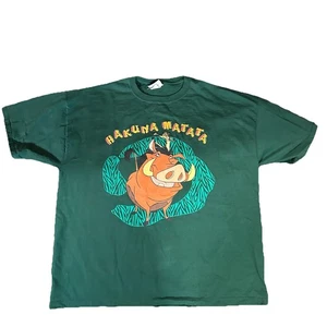 Vintage 90s Disney Lion King Timon And Pumba "Hakuna Matata" T-Shirt XL Green - Picture 1 of 6