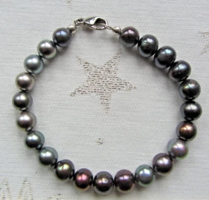 Schönes Altes Grau Schwarze Perlen Zuchtperlen Armband 21 cm Lang 22g XL - Bild 1 von 9