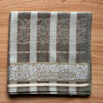 VINTAGE HANDKERCHIEF MEN'S STRIPED PATTERNED POCKET SQUARE COTTON 18" B0303 - Image 1 of 3