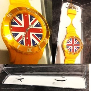yellow union jack V.E ST GEORGES day watch and display case men women children - Picture 1 of 2