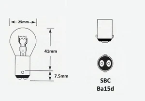 6 voltios 18/5 vatios SBC Ba15d clásico coche freno trasero bombilla 383 (paquete de 4) - Imagen 1 de 6