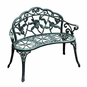 Metal Outdoor Patio Garden Bench Accent Antique Aluminum Park Porch Furniture - Picture 1 of 10