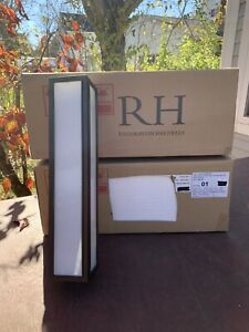 Pair of RH Restoration Hardware Union Filament Milk Glass Sconce Light Bronze
