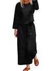 Linen Sets for Women 2 Piece Ladies Cotton Short/long Sleeve+Pants Blouse Suits