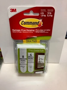 Command Damage Free Picture Hanging Strips Variety 12 pairs (8medium/4small) - Picture 1 of 1
